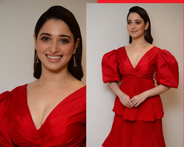 Tamannah Cleavage In Red Dress